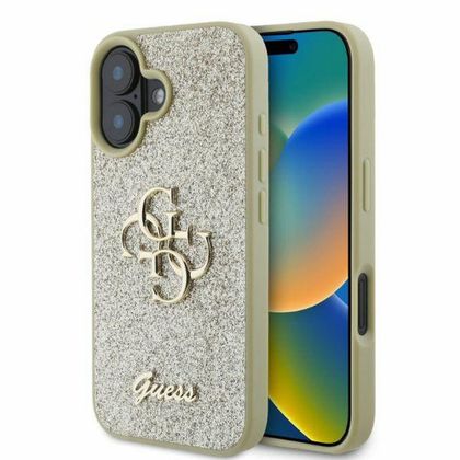 GUESS futerał do IPHONE 16 GUHCP16SHG4SGD (Fixed Glitter Big 4G) złoty