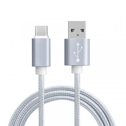 Economy Kabel USB - Typ-C 2A 1m Quick Charge QC3.0 Srebrny oplot