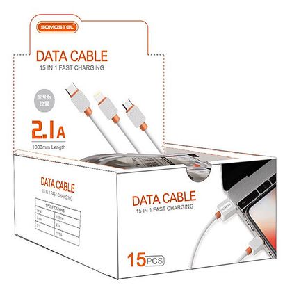 Somostel Kabel USB - microUSB 2A 18W 1m Quick Charge QC3.0 Biały 15szt SMS-BP03