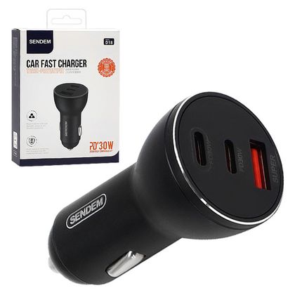 Ecobox Ładowarka samochodowa USB / 2x Typ-C 78W QC PD Czarny D18
