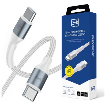 Kabel 3MK Hyper Cable N-SERIES USB-C do USB-C 1m 20V/5A 100W biały