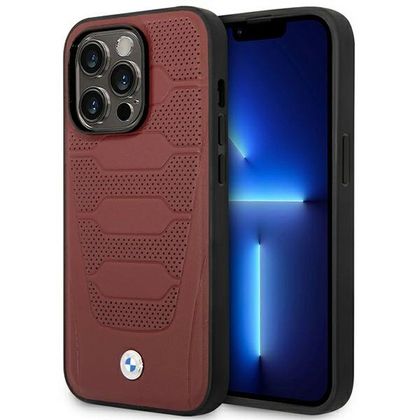 Etui BMW BMHMP14X22RPSR iPhone 14 Pro Max 6,7" burgundowy/burgundy Leather Seats Pattern MagSafe