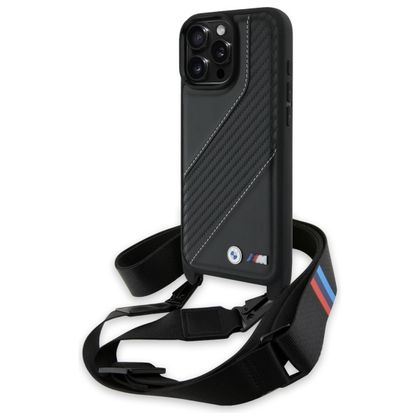 BMW BMHCP16X23PSCCK iPhone 16 Pro Max 6.9" czarny/black hardcase M Edition Carbon Stripe & Strap