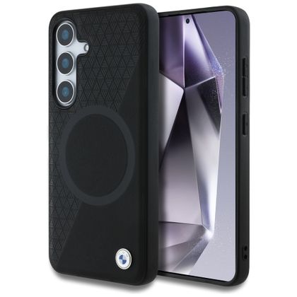 Etui BMW Leather Half Textured MagSafe do Samsung Galaxy S25 czarny