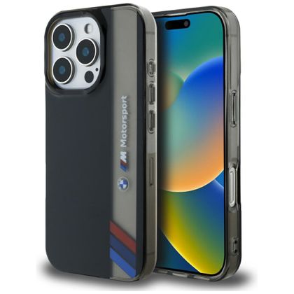 Etui BMW Motorsport IML Vertical Stripe do iPhone 16 Pro Max czarny