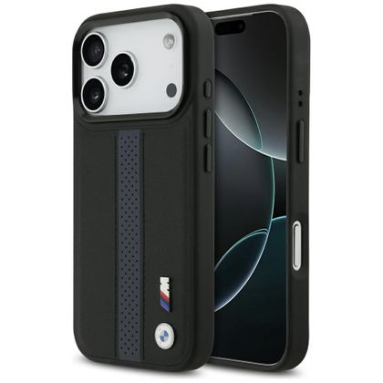 Etui BMW M Perforated Stripe Logo MagSafe do iPhone 17 Pro / 18 Pro niebieski