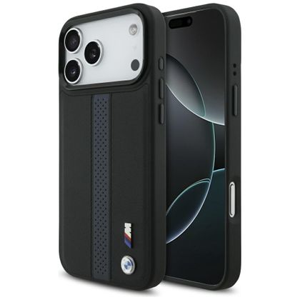 Etui BMW M Perforated Stripe Logo MagSafe do iPhone 17 Pro Max / 18 Pro Max niebieski