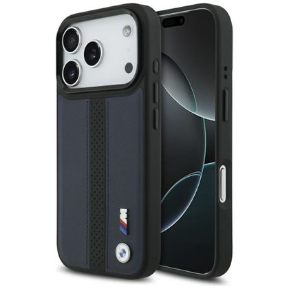 Etui BMW M Perforated Stripe Logo MagSafe do iPhone 17 Pro granatowy
