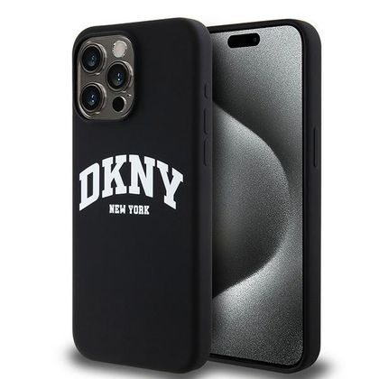 DKNY DKHMP14XSNYACH iPhone 14 Pro Max6.7" czarny/black hardcase Liquid Silicone White Printed Logo MagSafe