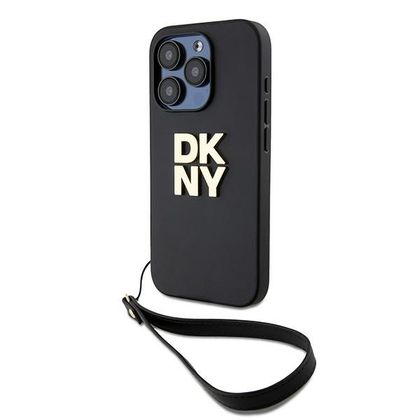 DKNY DKHCP15LPBSWSK iPhone 15 Pro 6.1"czarny/black hardcase Wrist Strap Stock Logo