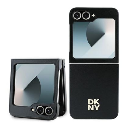 DKNY DKHCZF6PSMCSLK Z Flip6 F741 / Z Flip7 FE czarny/black lether matal stack logo