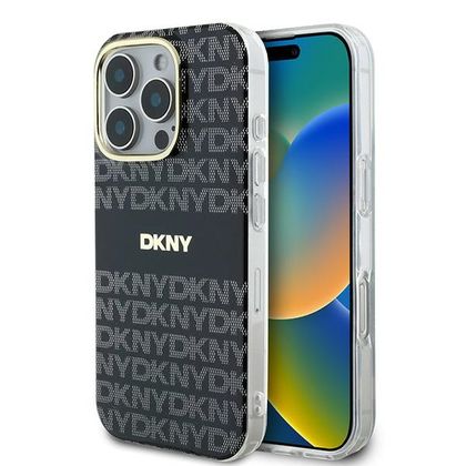 DKNY DKHMP16LHRHSEK iPhone 16 Pro6.3" czarny/black hardcase Repeat Texture Pattern With Stripe
