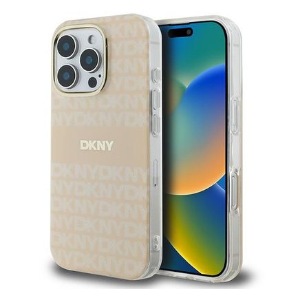 DKNY DKHMP16XHRHSEP iPhone 16 Pro Max 6.9" różowy/pink hardcase Repeat Texture Pattern With Stripe MagSafe