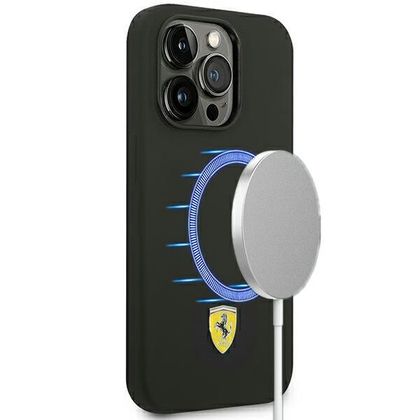 Ferrari FESSIHMP14XBK iPhone 14 Pro Max6.7" czarny/black hardcase Silicone Metal Logo Magsafe