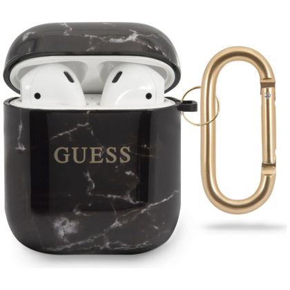 Guess GUACA2TPUMABK AirPods 1/2 cover czarny/black Marble Collection