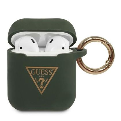 Guess GUACA2LSTLKA AirPods 1/2 coverkhaki Silicone Triangle Logo