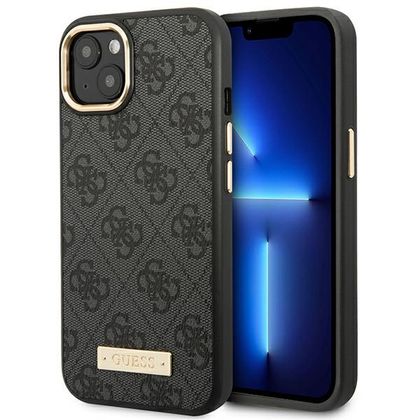 Guess GUHMP14SU4GPRK iPhone 14 / 15 / 136.1" czarny/black hard case 4G Logo Plate MagSafe