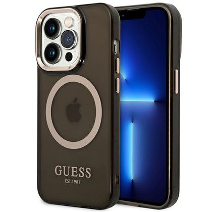 Guess GUHMP14XHTCMK iPhone 14 Pro Max6,7" czarny/black hard case Gold Outline Translucent MagSafe