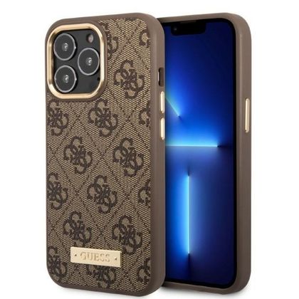Guess GUHMP13XU4GPRW iPhone 13 Pro Max6,7" brązowy/brown hard case 4G Logo Plate MagSafe