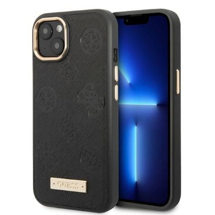 Guess GUHMP13MSAPSTK iPhone 13 / 14 / 15 6.1" czarny/black hardcase Peony Logo Plate MagSafe
