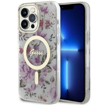 Guess GUHMP14XHCFWST iPhone 14 Pro Max6.7" transparent hardcase Flower MagSafe