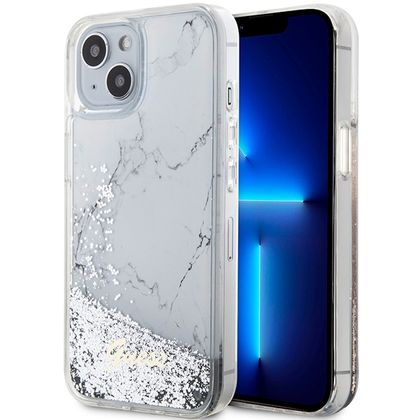 Guess GUHCP14SLCSGSGH iPhone 14 / 15 /13 6.1" biały/white hardcase Liquid Glitter Marble