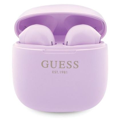 Guess słuchawki Bluetooth GUTWST26PSUTWS + stacja dokująca fioletowy/purple Classic EST Logo