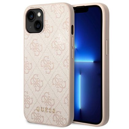 Guess GUHCP14SG4GFPI iPhone 14 / 15 / 136.1" różowy/pink hard case 4G Metal Gold Logo