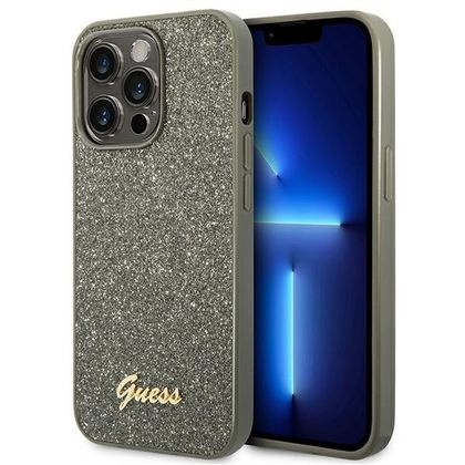 Guess GUHCP14LHGGSHN iPhone 14 Pro6,1" zielony/green hard case Glitter Script