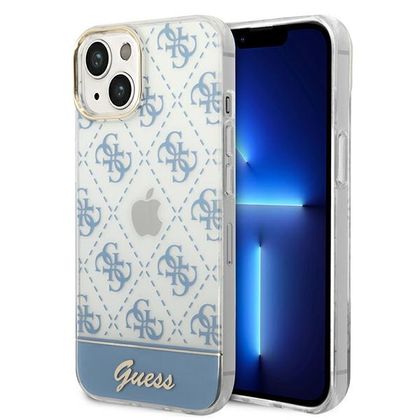 Guess GUHCP14SHG4MHB iPhone 14 / 15 / 136.1" niebieski/blue hardcase 4G Pattern Script