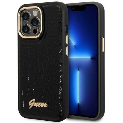 Guess GUHCP14LHGCRHK iPhone 14 Pro 6,1" czarny/black hardcase Croco Collection
