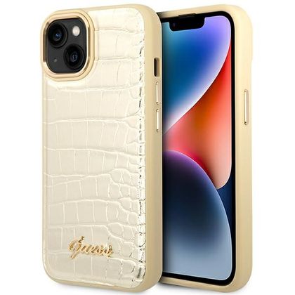 Guess GUHCP14SHGCRHD iPhone 14 / 15 / 13 6.1" złoty/gold hardcase Croco Collection