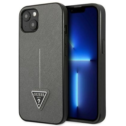 Guess GUHCP14SPSATLG iPhone 14 / 15 / 13 6.1" srebrny/silver hardcase SaffianoTriangle Logo