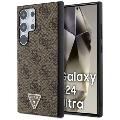 Guess GUHCS24LPGS4TDW S24 Ultra S928 brązowy/brown hardcase 4G Triangle Strass