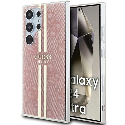 Guess GUHCS24LH4PSEGP S24 Ultra S928różowy/pink hardcase IML 4G Gold Stripe