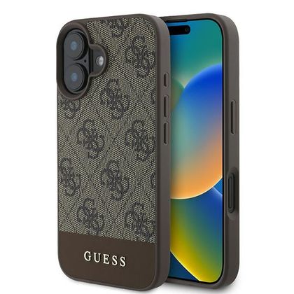 Guess GUHCP16MG4GLBR iPhone 16 Plus 6.7" brązowy/brown hardcase 4G Bottom Stripe