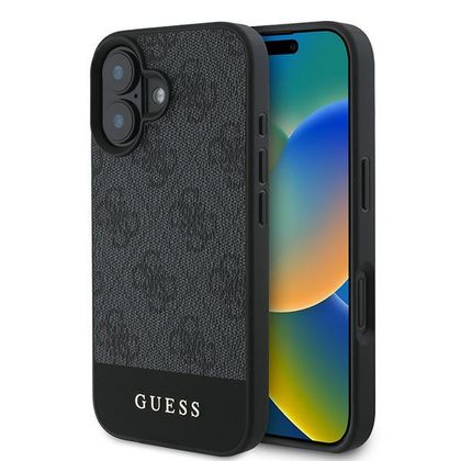 Guess GUHCP16SG4GLGR iPhone 16 6.1" szary/grey hardcase 4G Bottom Stripe