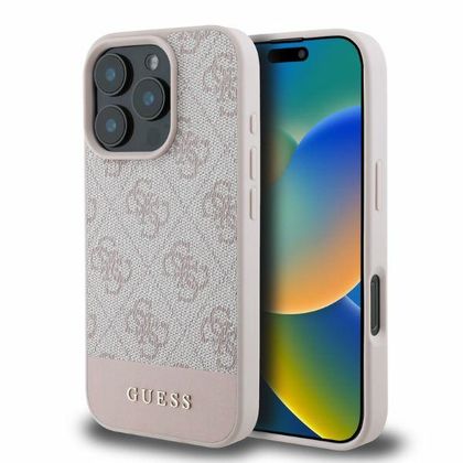 Guess GUHCP16LG4GLPI iPhone 16 Pro 6.3" różowy/pink hardcase 4G Bottom Stripe