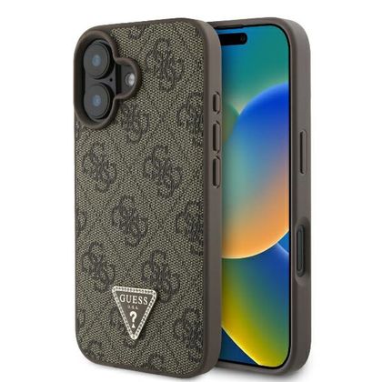 Guess GUHCP16SP4TDPW iPhone 16 brązowy/brown hardcase Leather 4G Triangle Strass