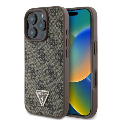 Guess GUHCP16LP4TDPW iPhone 16 Pro brązowy/brown hardcase Leather 4G Triangle Strass
