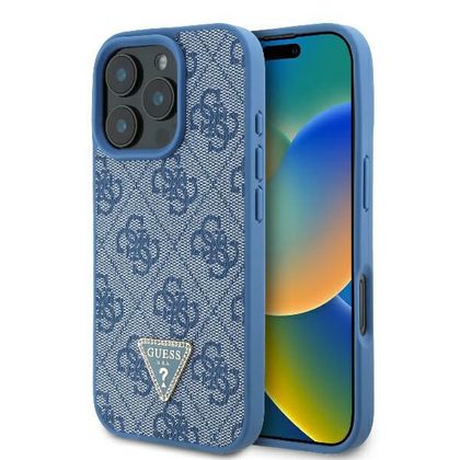 Guess GUHCP16XP4TDPB iPhone 16 Pro Max6.9" niebieski/blue hardcase Leather 4G Triangle Strass