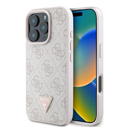 Guess GUHCP16LP4TDPP iPhone 16 Pro różowy/pink hardcase Leather 4G Triangle Strass