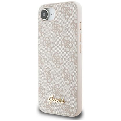 Etui Guess 4G Script Logo MagSafe do iPhone 16e / 17e różowy