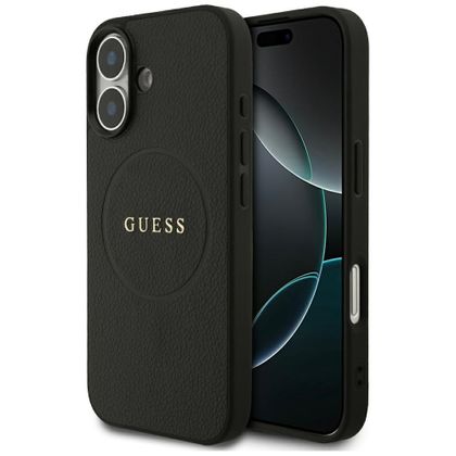 Etui Guess Grained Ring MagSafe do iPhone 17 czarny
