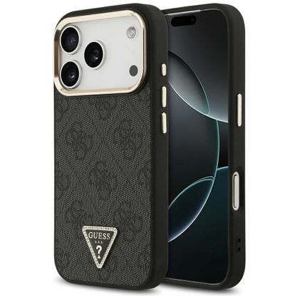Etui Guess 4G Triangle Logo MagSafe do iPhone 17 Pro / 18 Pro czarny złoty