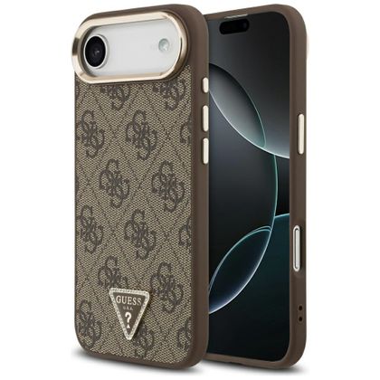 Etui Guess 4G Triangle Logo MagSafe do iPhone Air brązowy złoty