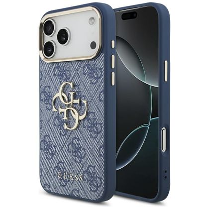 Etui Guess 4G Big 4G Classic Logo do iPhone 17 Pro Max / 18 Pro Max niebieski złoty