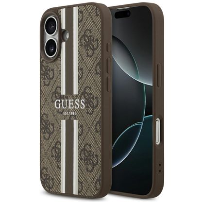 Etui Guess 4G Printed Stripes MagSafe doiPhone 17 brązowy