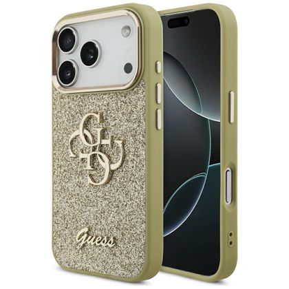 Etui Guess Fixed Glitter Big 4G Metal Frame do iPhone 17 Pro / 18 Pro złoty