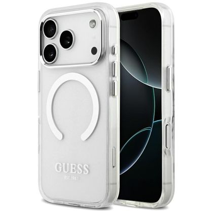 Etui Guess Metal Outline MagSafe do iPhone 17 Pro / 18 Pro srebrny